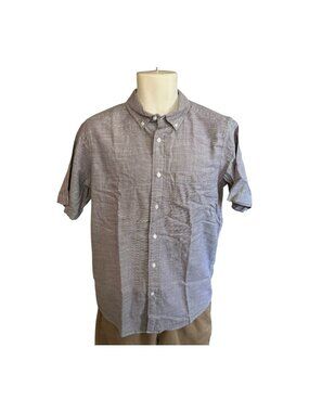 GEORGE Classic Fit Button Up Shirt~Size S(34-36)~Grey White Short Sleeve~L12 26